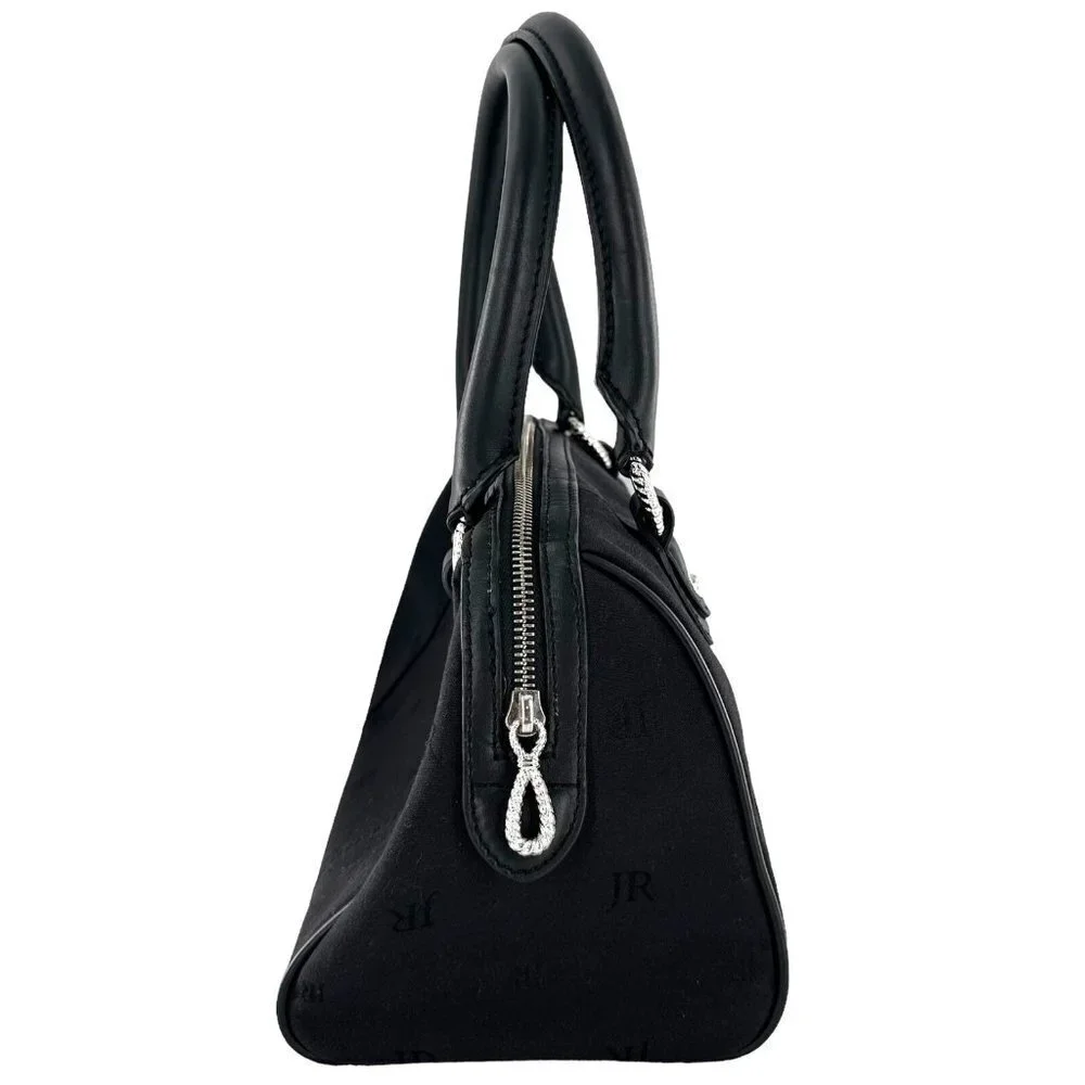 Judith Ripka Black Signature Canvas Satchel Handbag